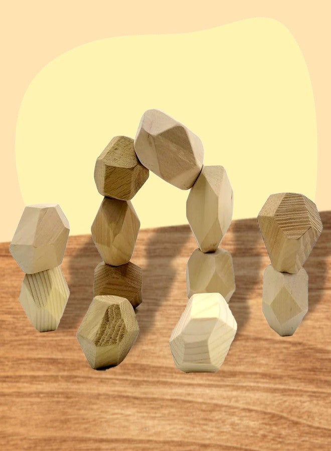 TOKYODO Wooden Balancing Stone colourfull Wood Stacking Block Shape and Color Sorting Balancing Building Block for Kids (Plane Blocks, 16, Piece) - Image 2